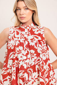 SUNSET BLOOM WOVEN TOP
