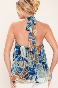 BLUE LAGOON WOVEN HALTER TOP