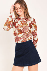 SEASONAL BLOSSOM WOVEN MESH TOP