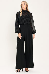 NOIR RADIANCE BLACK EMBELLISHED RAGLAN-SLEEVE TOP