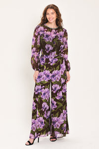 VINTAGE MERLOT WINE/PURPLE PRINTED TOP
