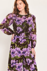 VINTAGE MERLOT WINE/PURPLE PRINTED TOP