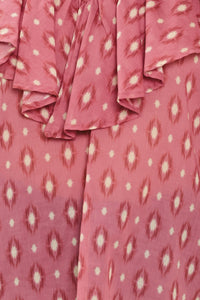 ROSE IKAT RUFFLE WOVEN TOP