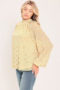 VANILLA GOLDEN HAZE FOIL WOVEN TOP