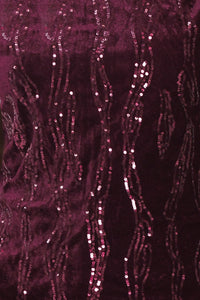 BURGUNDY SPARK BURGUNDY SEQUIN VELVET PADDED-SHOULDER TOP