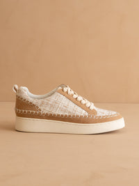 The Janie | Camel Tweed Wrapped Low Tops *FINAL SALE*