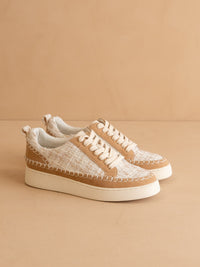 The Janie | Camel Tweed Wrapped Low Tops *FINAL SALE*