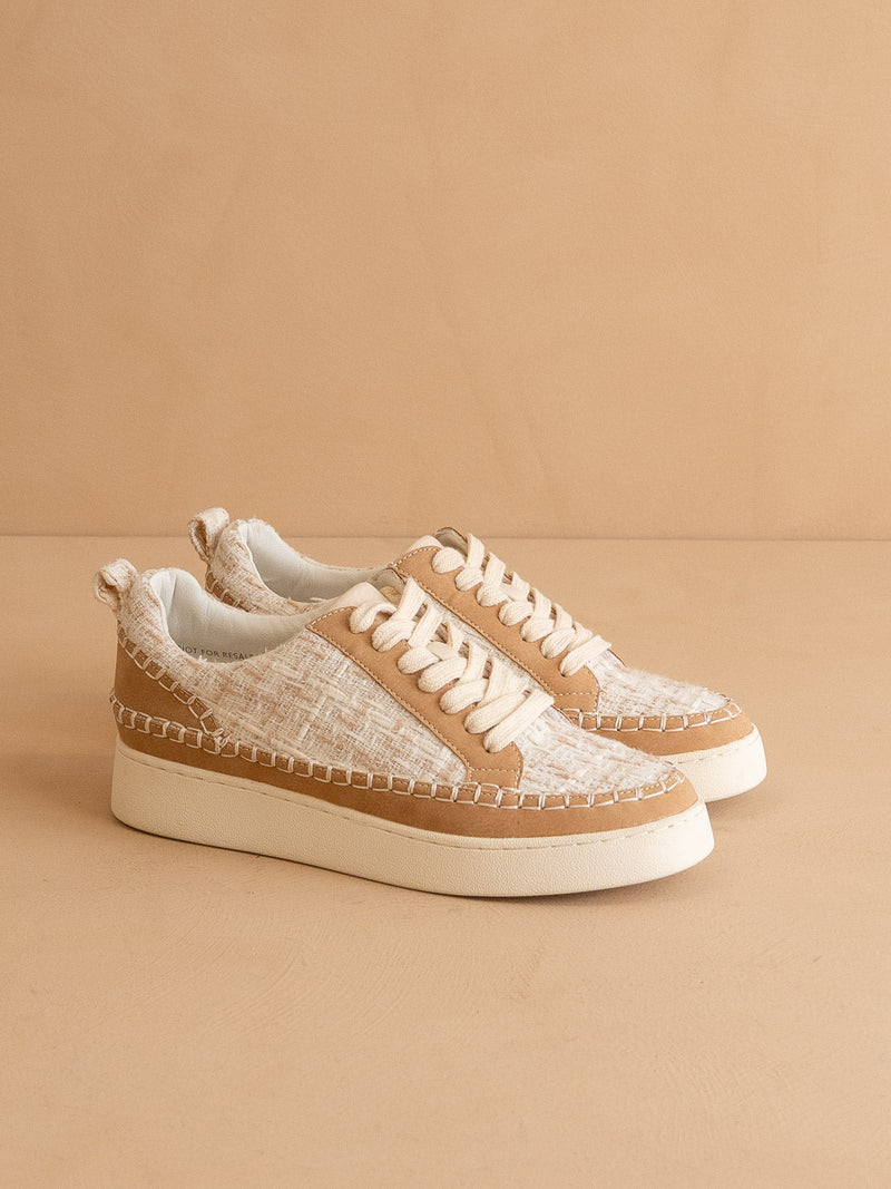The Janie | Camel Tweed Wrapped Low Tops *FINAL SALE*