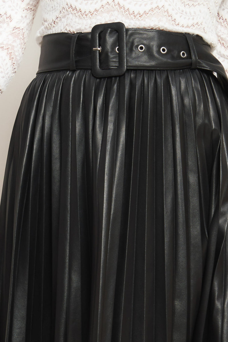 YOU FILL MY LIFE WITH LEATHER MIDI SKIRT