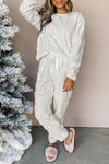 Lolita-Light Grey Leopard Textured Loose Fit Fleece Lounge Set