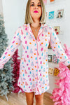Macey-Pink Christmas Twinkle Tree Print Shirt Sleep Dress