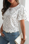 Chantelle - White Dalmatian Print Layered Ruffled Short Sleeve Blouse