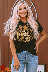 Carmen-Black Sunflower Pumpkin Graphic Tee