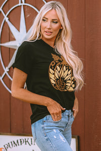 Carmen-Black Sunflower Pumpkin Graphic Tee