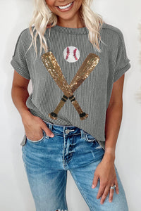 Neesa- Sequin Baseball  Blouse