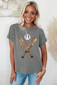 Neesa- Sequin Baseball  Blouse