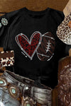 Black Rhinestone Love Football Graphic T Shirt