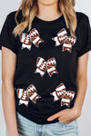 Black Football Bowknot Pattern Game Day T Shirt