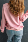 Noel-Pink Christmas Bow Candy Cane Graphic Drop Shoulder Crew Neck Sweatshirt