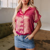 Malia- Rose Red Metallic Sheen Top
