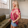 Malia- Rose Red Metallic Sheen Top