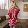Malia- Rose Red Metallic Sheen Top