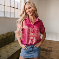 Malia- Rose Red Metallic Sheen Top