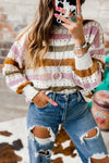 Sandra- Multicolor Striped Hollowed Knitted Loose Sweater