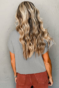 Ollie-Patch Pocket Ribbed Knit Short Sleeve Sweater