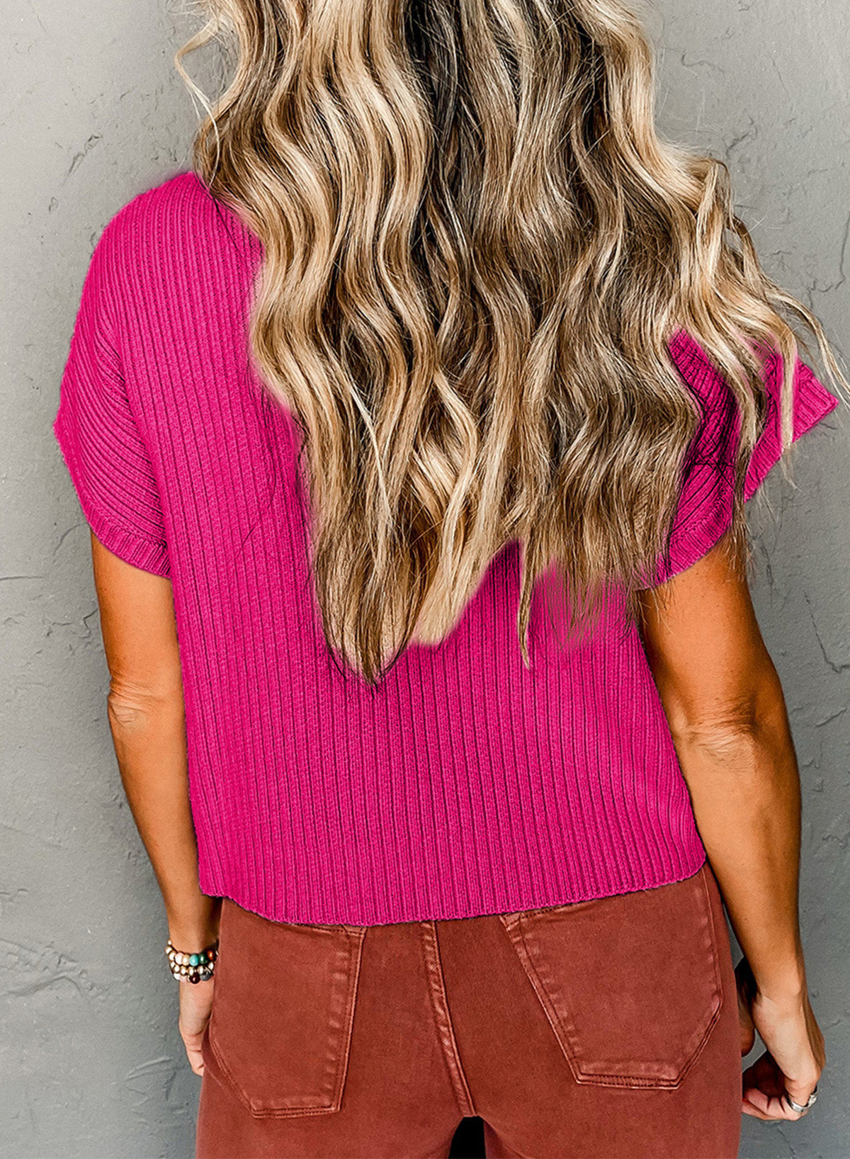 Ollie - Patch Pocket Ribbed Knit Short Sleeve Sweater – Adelyne's