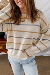 Alyssa-Lightweight Colorful Striped Ribbed Edge Drop Shoulder Sweater
