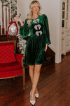 Kristina - Glow Bow Velvet Mini Dress
