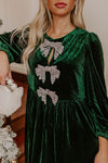 Kristina - Glow Bow Velvet Mini Dress
