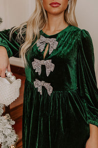 Kristina - Glow Bow Velvet Mini Dress