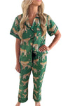 Gabrielle- Green Cheetah Pajama Set