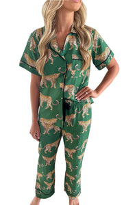 Gabrielle- Green Cheetah Pajama Set