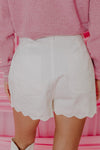 Tasha-Scalloped Hemline High Waist Shorts