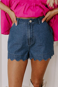 Tasha-Scalloped Hemline High Waist Shorts