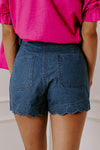 Tasha-Scalloped Hemline High Waist Shorts