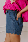 Tasha-Scalloped Hemline High Waist Shorts