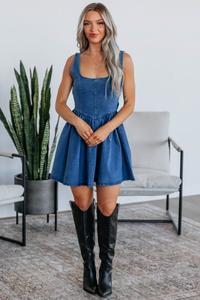 Desiree - Denim Bow Mini Dress