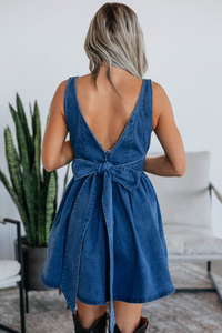 Desiree - Denim Bow Mini Dress