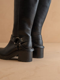 The Leanne | Black Moto Knee High Boot *FINAL SALE*