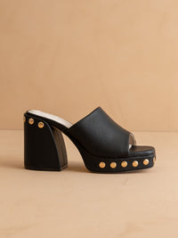 The Leona | Black Studded Platform Heel