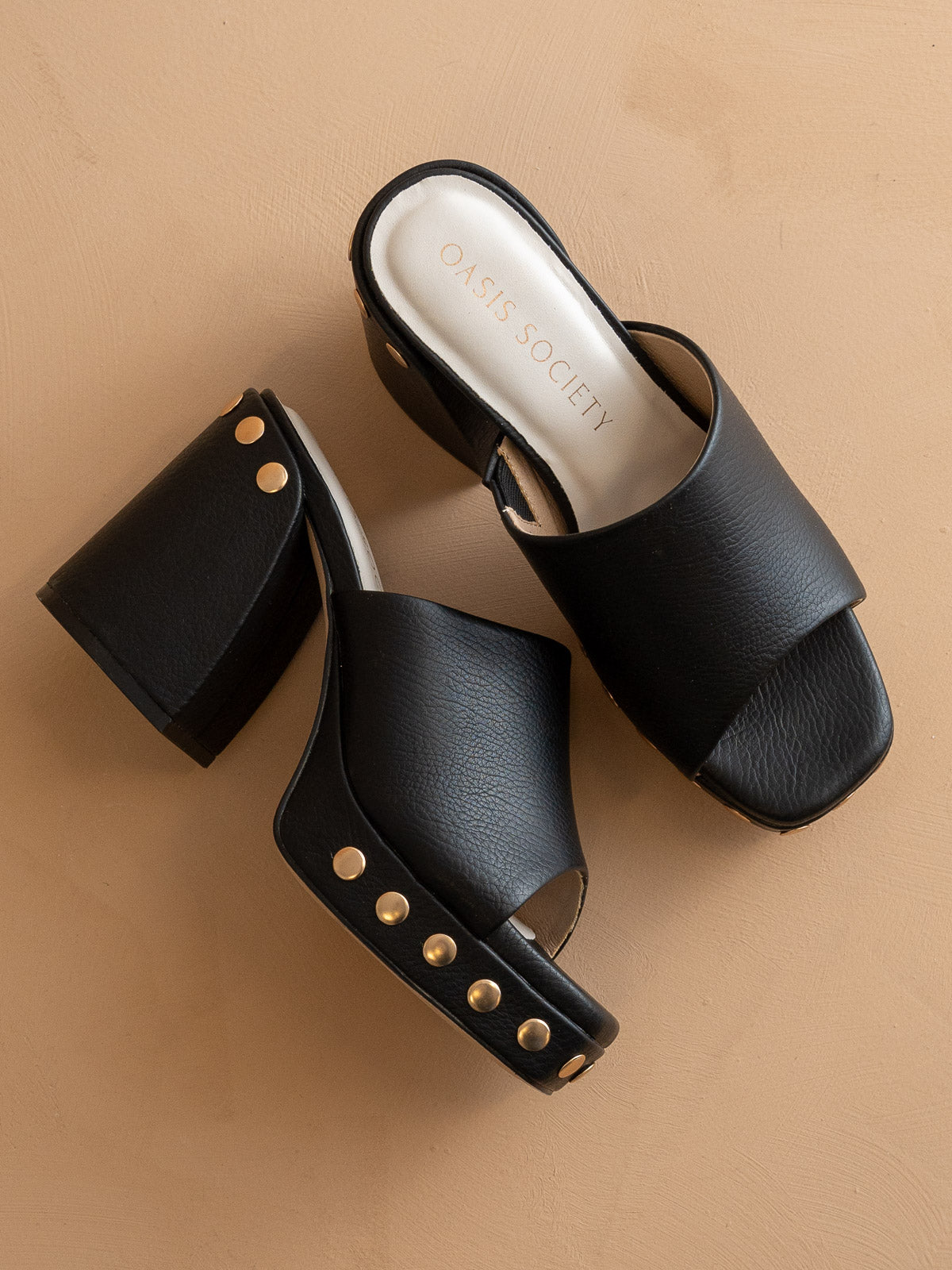 The Leona | Black Studded Platform Heel