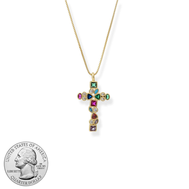 MOSAIC CROSS NECKLACE