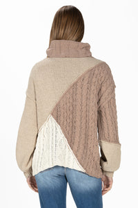 Colorblock Cable Knit Sweater
