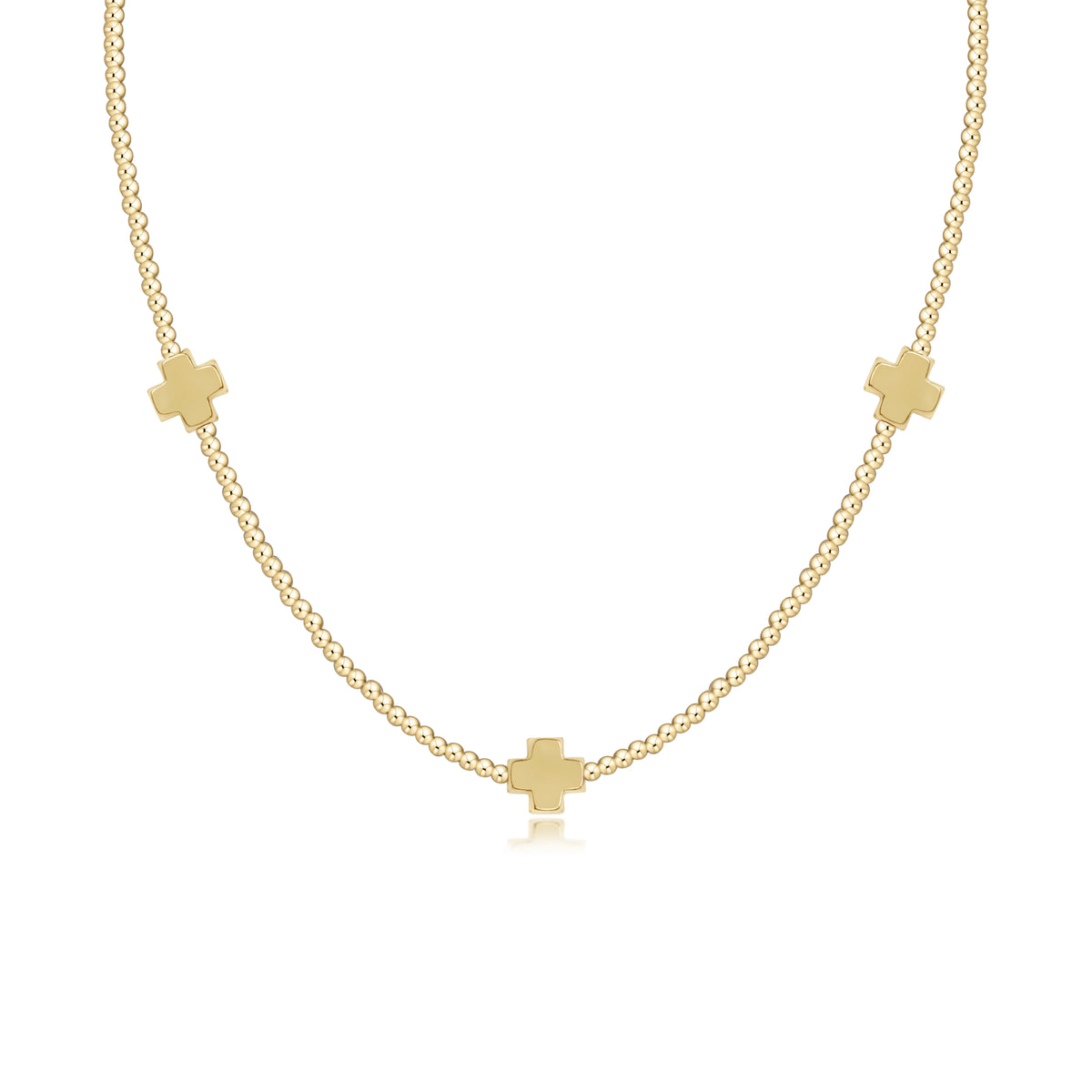 17" choker beaded - signature cross 2mm gold - gold