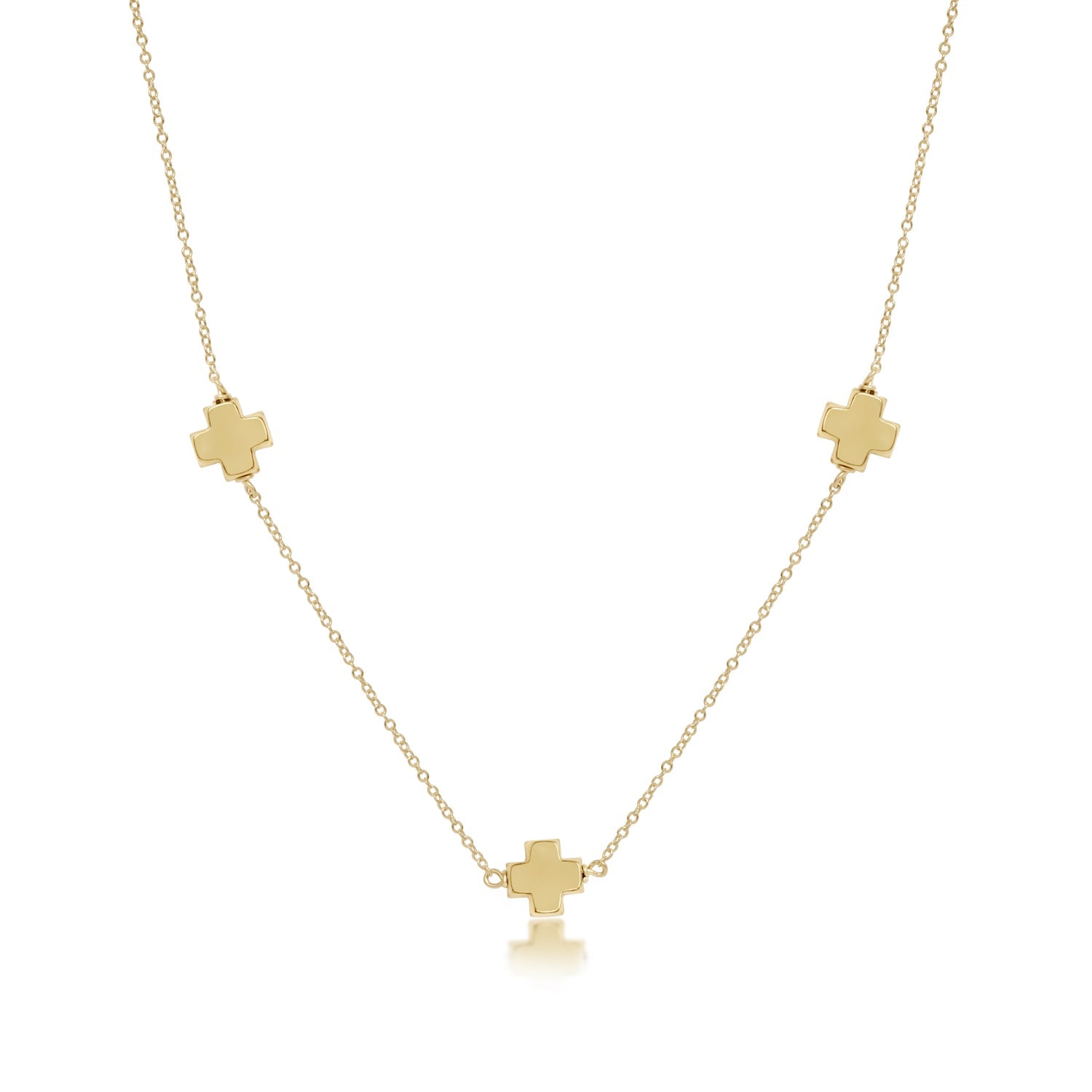 17" Choker Classic Gold Chain Signature Cross Gold Necklace