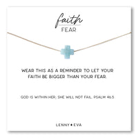 Faith Over Fear Cross Necklace- Amazonite